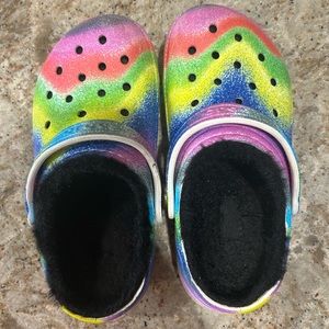 Size 13 C Crocs with black fur inside